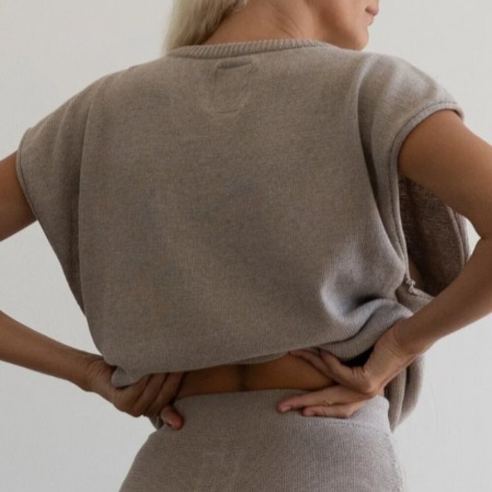 avy & co nora vest fawn taupe cap sleeve tank top one size - Picture 3 of 7